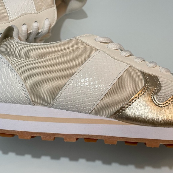 Monochromatic Metallic Champagne Retro Runner Sneakers - Picture 8 of 12